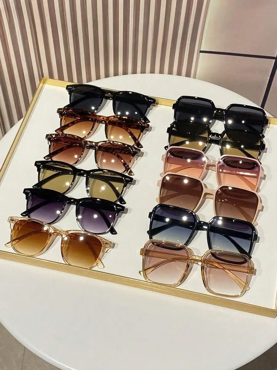6/12Pcs Y2K Geometric Square Glasses Women Plastic Frame Street Vacation Shades