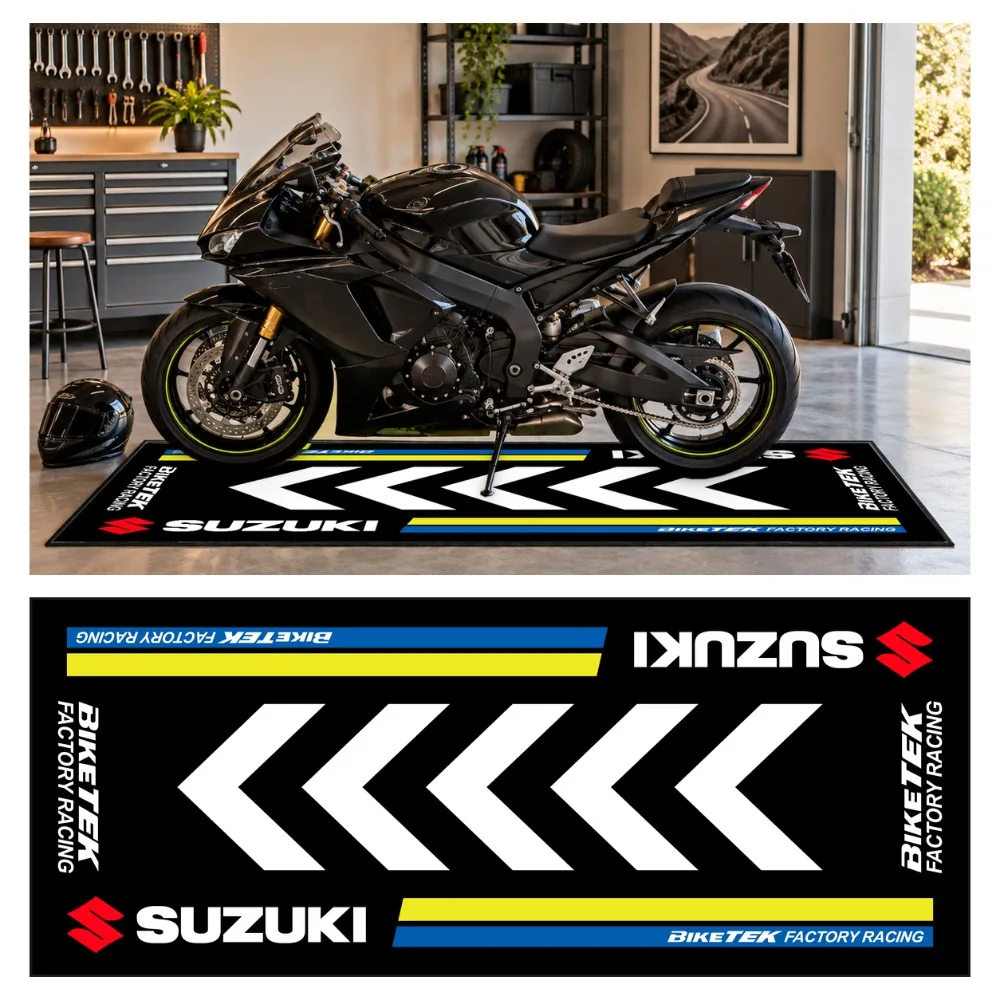 Motorcycle Parking Carpet Garage Display Mat Motorbike Floor Rug Racing Style Long Runner for Home Entrance Room Decoration