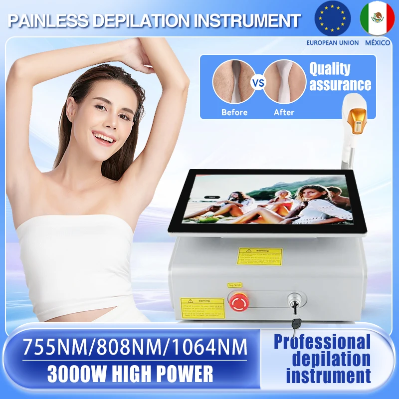 

15.6-inch 3500W Newest 755Nm 808Nm 1064Nm 3 Wavelength 808Nm Diode Laser 808Nm Laser Hair Removal Machine For Salon