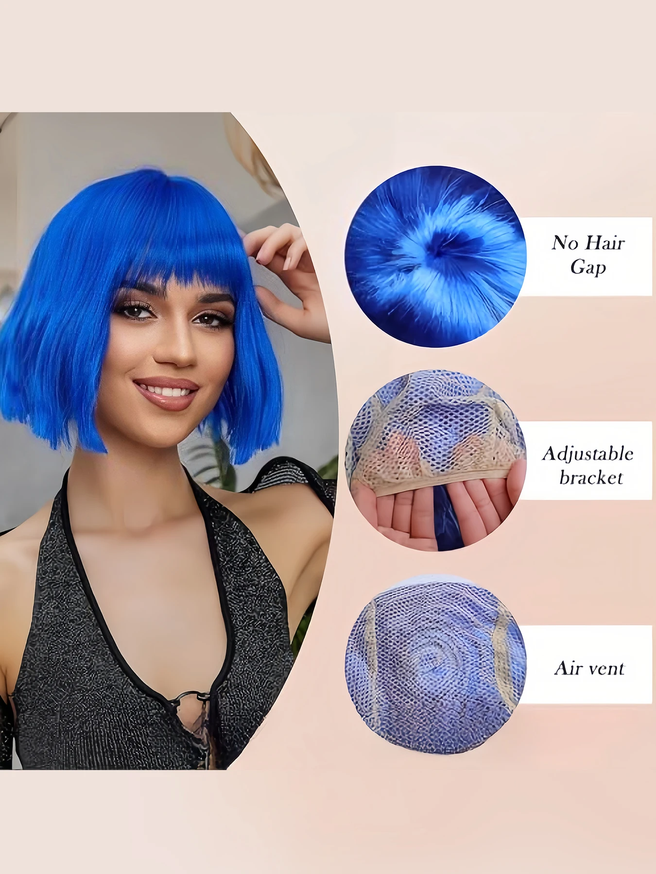 

Синтетический королевский синий высокотемпературный шелковый парик с головой BoBo, вечерние развлекательные парики, градиентный парик