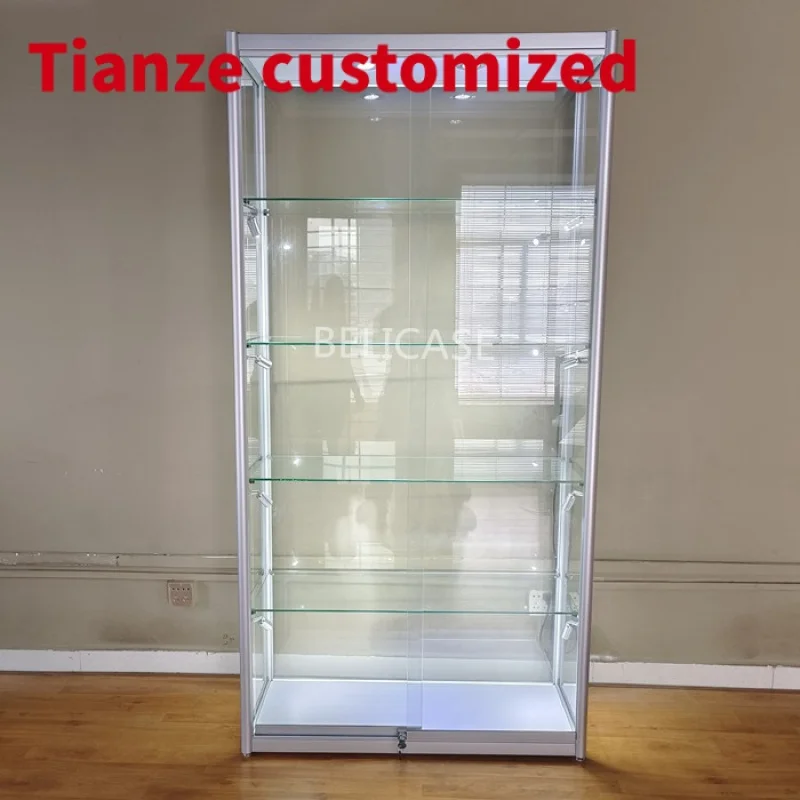 

(Customized) High Quality Aluminum Frame Glass Wall Showcase Lockable SlidingDesign Glass Display Showcase With Led Light