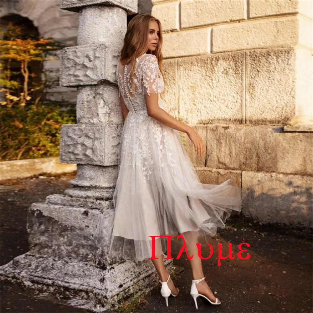 Customized Exquisite Luxury Temperament  Charming Romantic Wedding Dress  White Tulle A-line Sweetheart Knee Length Dresses