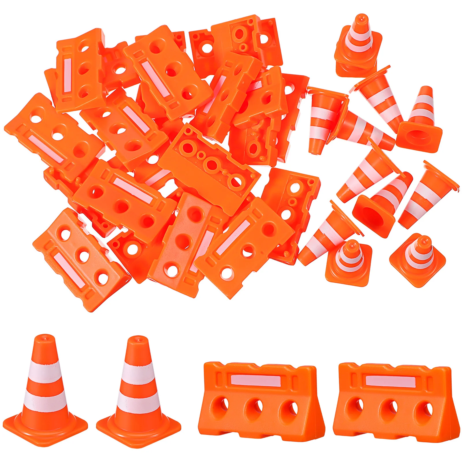 24 Pcs Parking Lot Road Signs and Roadblocks Early Education Toys Puzzle Plastic Mini Cones