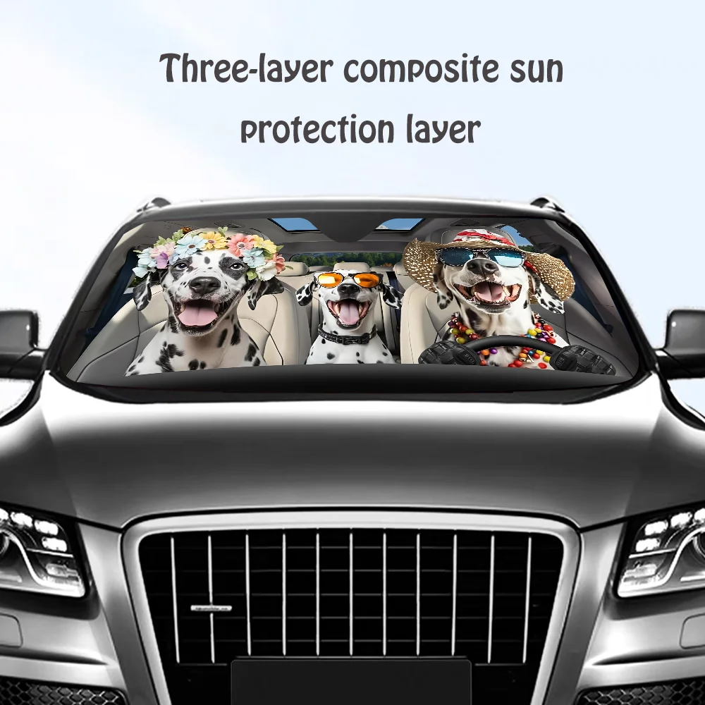 

Funny Dalmatian Dog Car SunShade Windshield Sun Shade Personalized Picture Block UV Rays Visor Protector