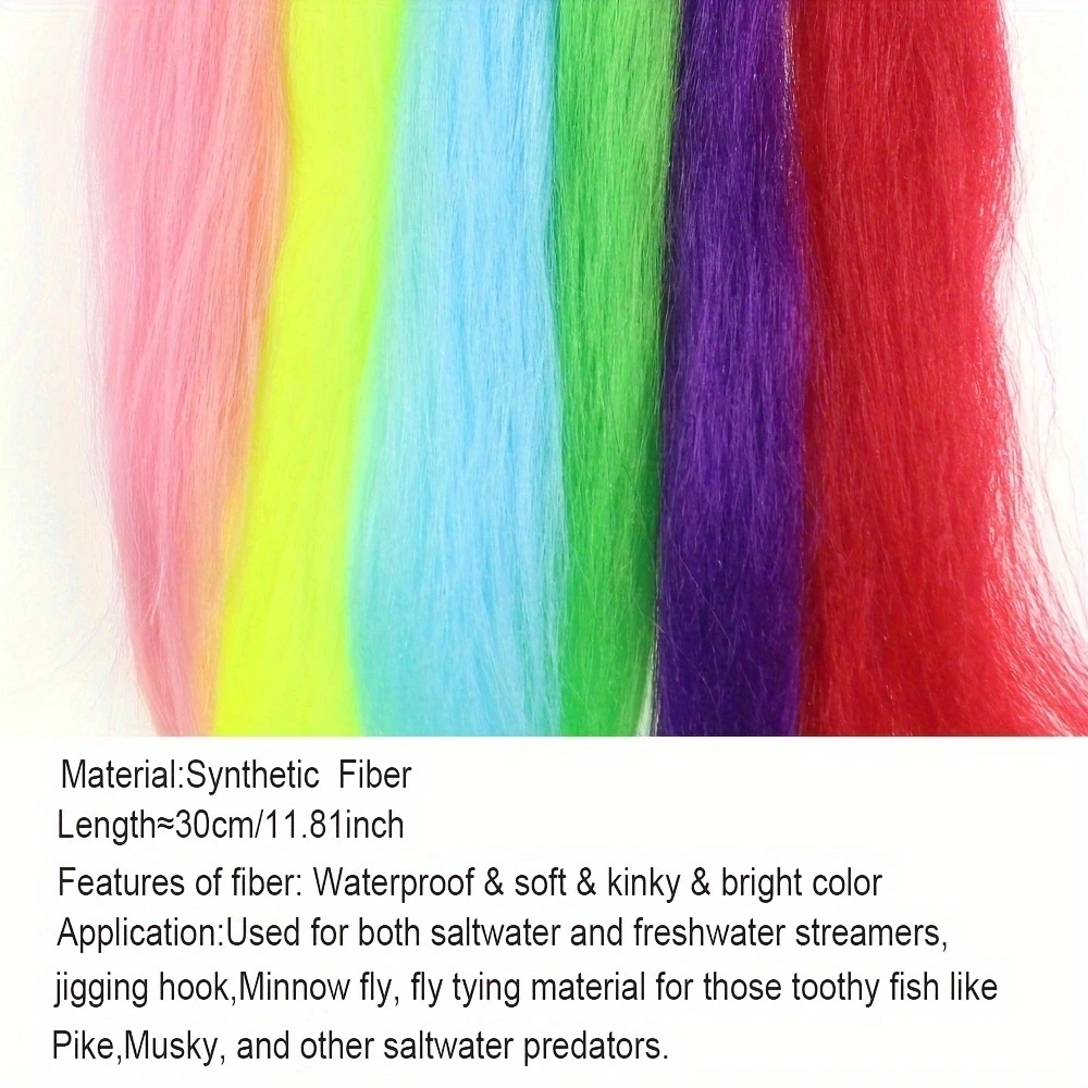 3 Packungen Fliegenbindematerial: Slinky Fiber, Kinky Clouser, Minnow Fibers, lange gewellte synthetische Haare, Streamer, Bucktail, Jig-Fliegenbindematerial – Detail 3