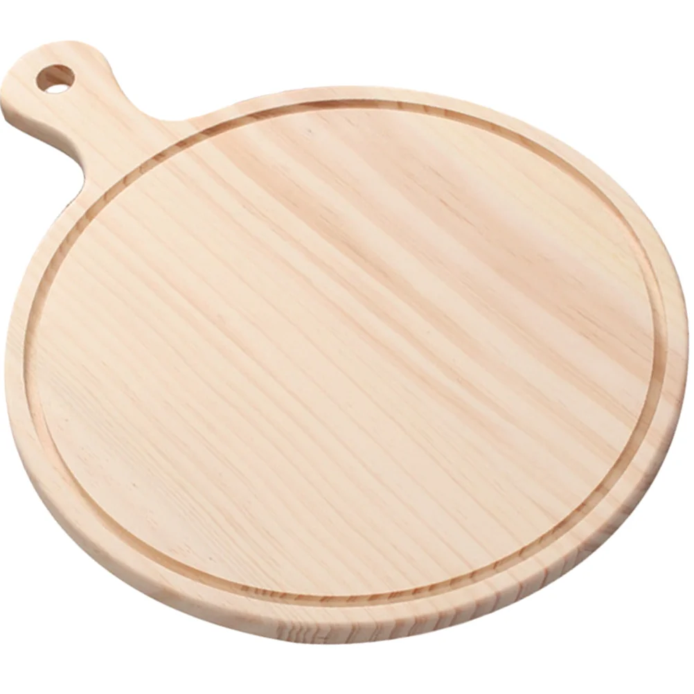 

Breadboard Pizza Wood Paddle Plate Fruit Tray Cutting Multipurpose Food Round Cheese Oven with Handle for Platter Snack Serving