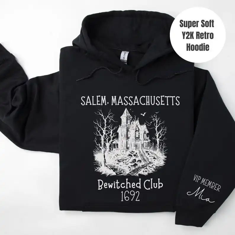 

Custom Bewitched Club Salem Hoodie, 1692 Witch Sweatshirt, Halloween Hoodie, Witchcore Love Gift Idea, Dark Wicca Longsleeve, Tr