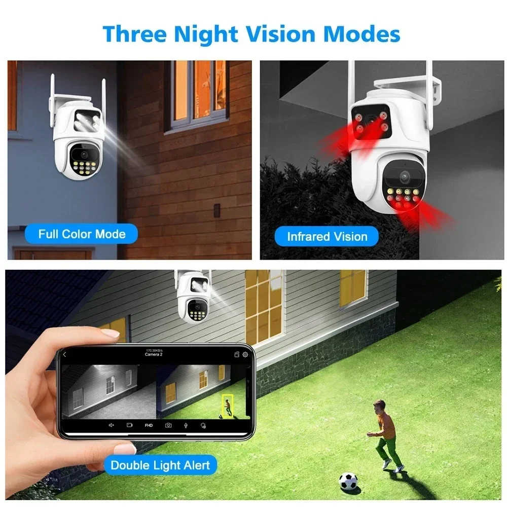 4CH/6CH/8CH Sistema di monitoraggio WIFI PTZ wireless 8MP Audio bidirezionale Protezione domestica Video Sistema di telecamere di sicurezza wireless Kit NVR