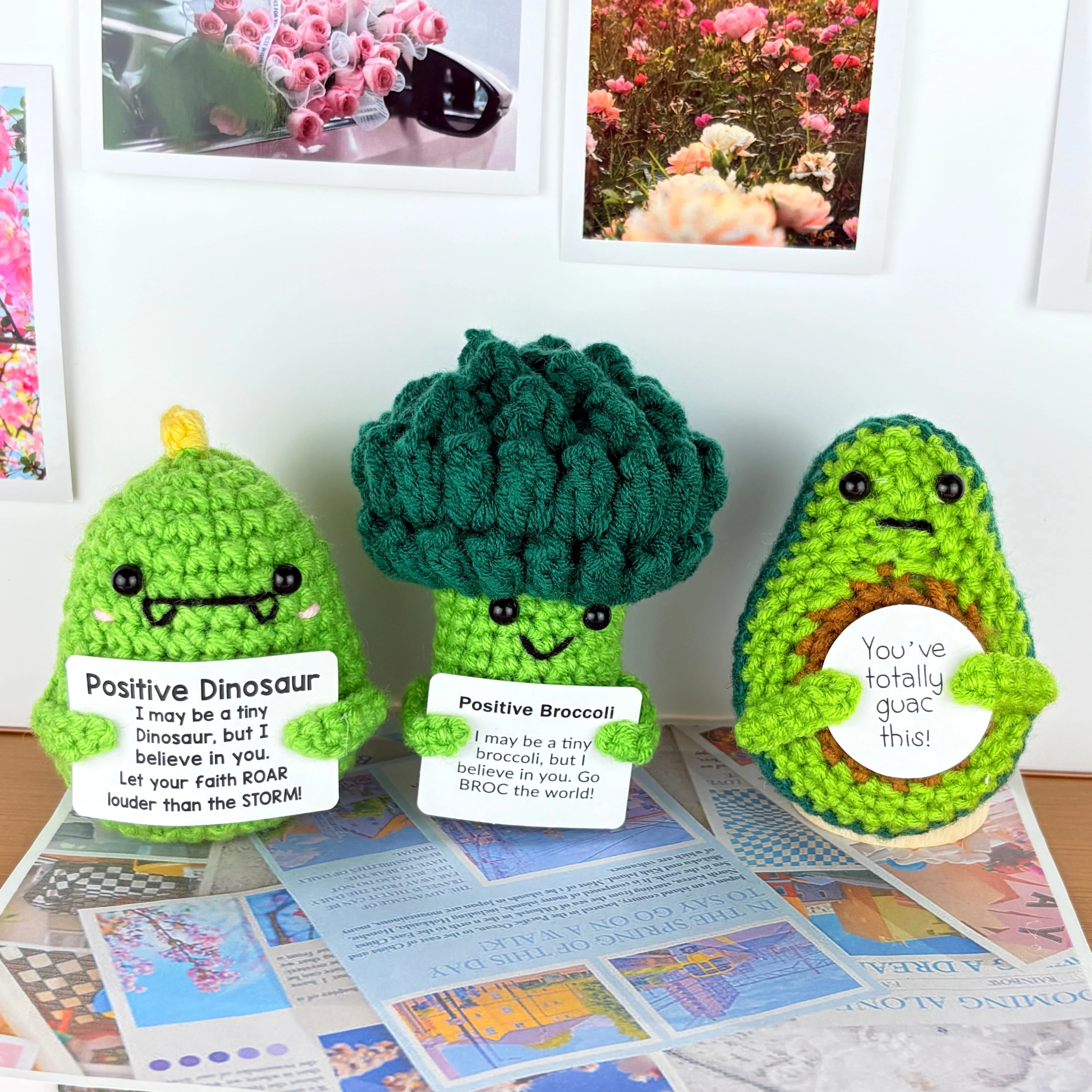 Positive Energy Pocket Hug Knitted Crochet Potato Avocado Broccoli Doll Multiple Cute Emotional Support Handmade Present Gift