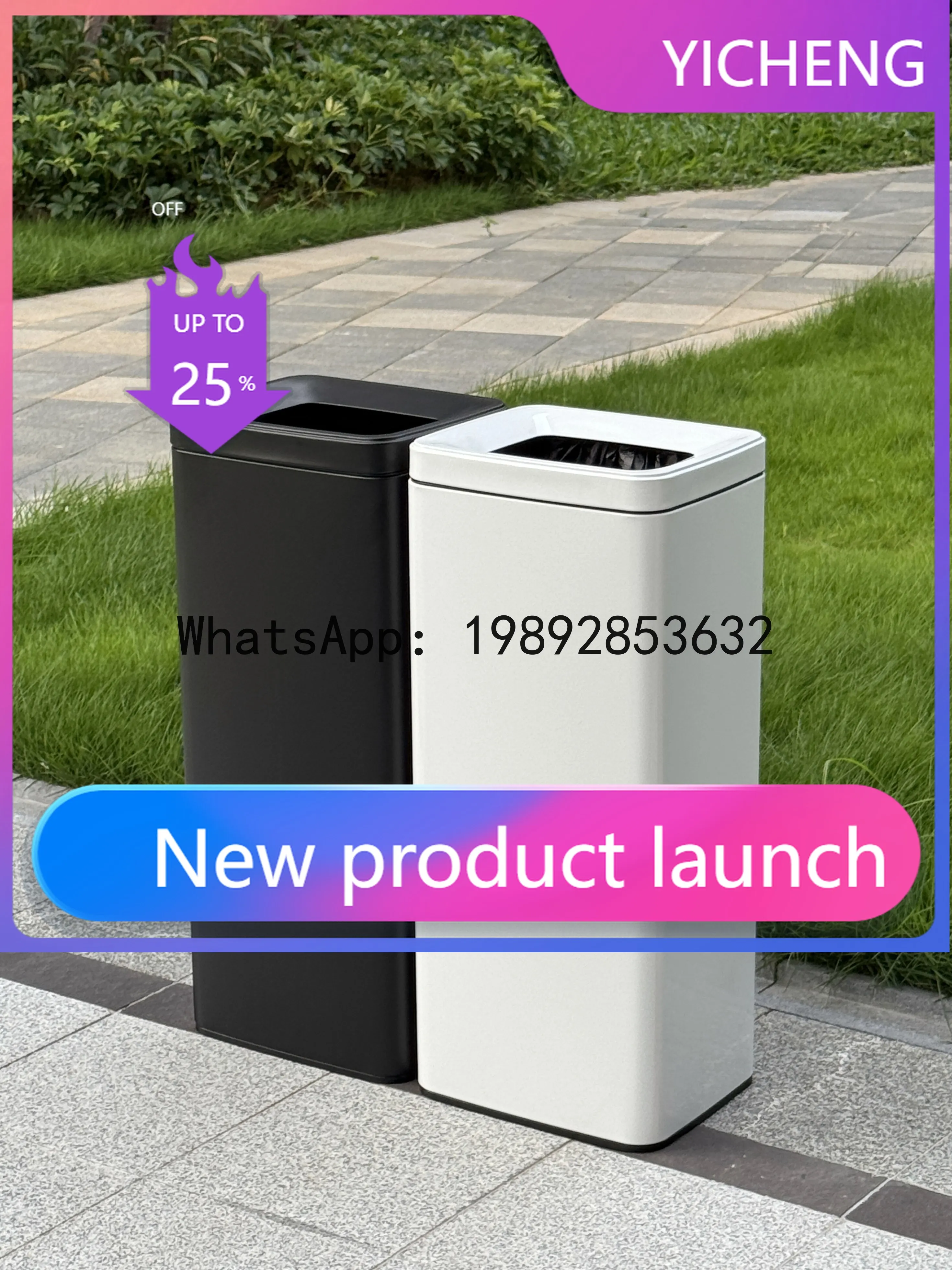 

Hys stainless steel trash can - large capacity, square, open-top, direct-deposit - ideal for office buildings and restroom use