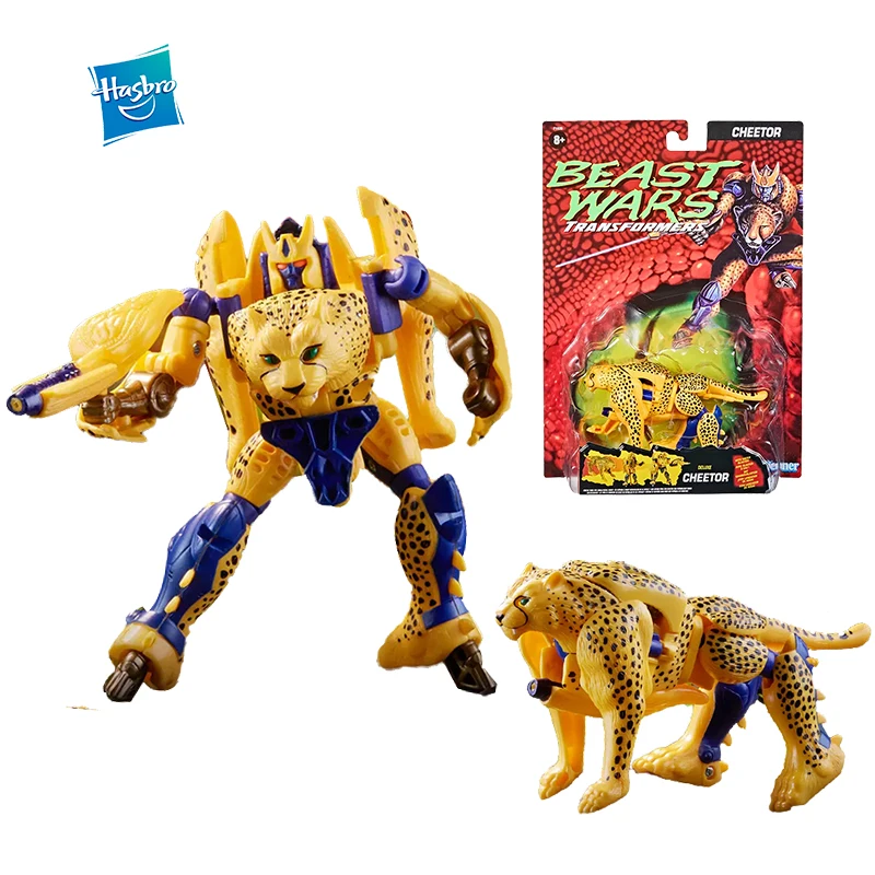 Transformers Beast Wars Deluxe Cheetor Anime Action Figure, Modelo de ornamentos originais, Presentes de brinquedo, 12cm, Em Stock