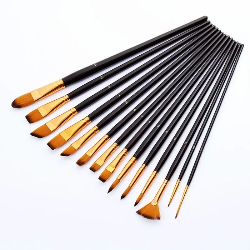 15PCS Multi-function Brushes with Nylon Hairband Fan Brush Watercolor Oil Painting Pen Set Art Supplies