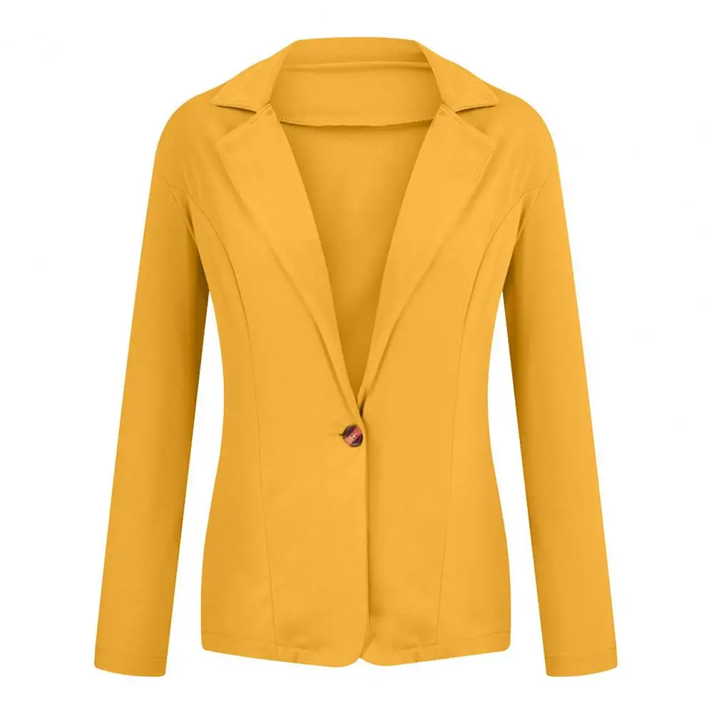 Chaqueta de traje con solapa elegante para mujer, abrigo de traje ajustado, chaqueta de un solo botón, ropa de negocios, versátil, Color sólido