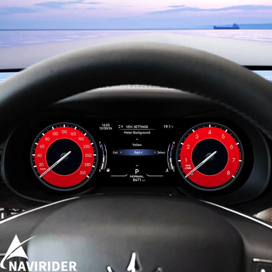Pantalla LCD de 12.3'' para el Tablero de Instrumentos del Coche, Mapa Virtual, Cabina Virtual para Maserati Quattroporte 2013-2023, Velocímetro Multicolor