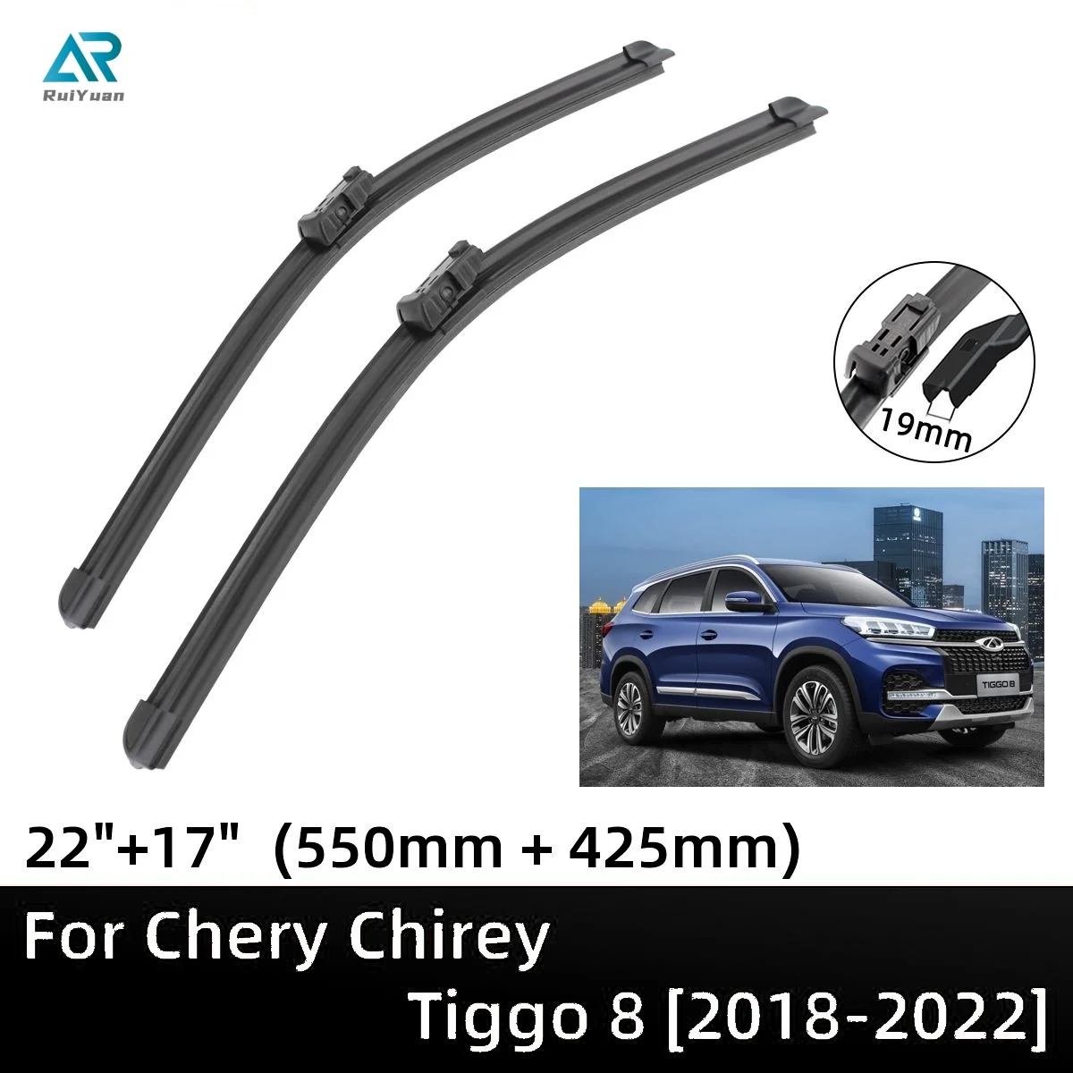 

For Chery Chirey Tiggo 8 Skytour 2018-2022 22"+17" Front Windshield Wiper Blades Brushes Cutter Accessories 2019 2020 2021 2022