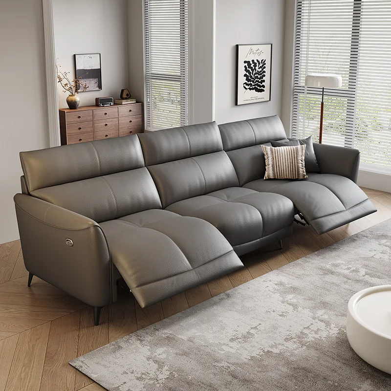 lt large living room single small apartment sofa first layer cowhide sofa electric multi-function