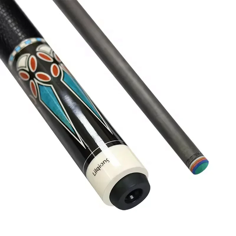 Superior Genuine Carbon Fiber Shaft  Leather Grip 12.5mm 1/2 Billiard Pool Cue with Extension