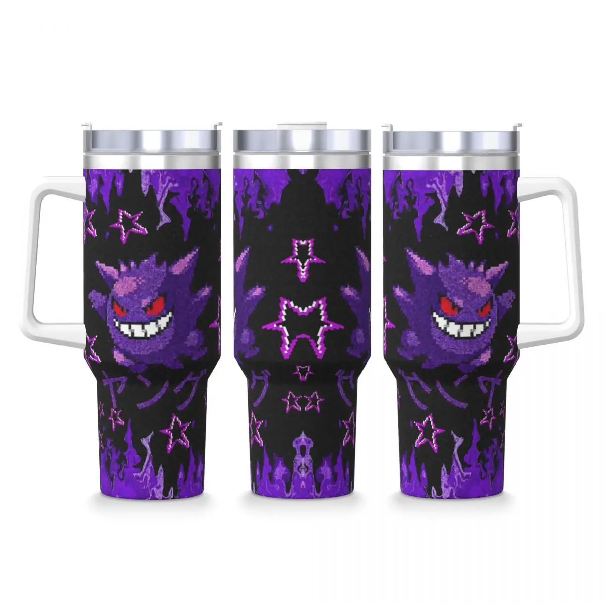 

Gengar стакан из нержавеющей стали, дорожная кофейная кружка с соломинкой и крышкой, большие автомобильные кружки, бутылка для холодных напитков и воды