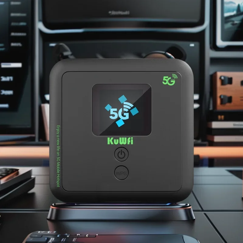 2025 NSA SA Mode KuWFi ESim Router 5G Baterai 6000MAh Mini Dual Band 3000M 5G Router Seluler dengan Layar LCD