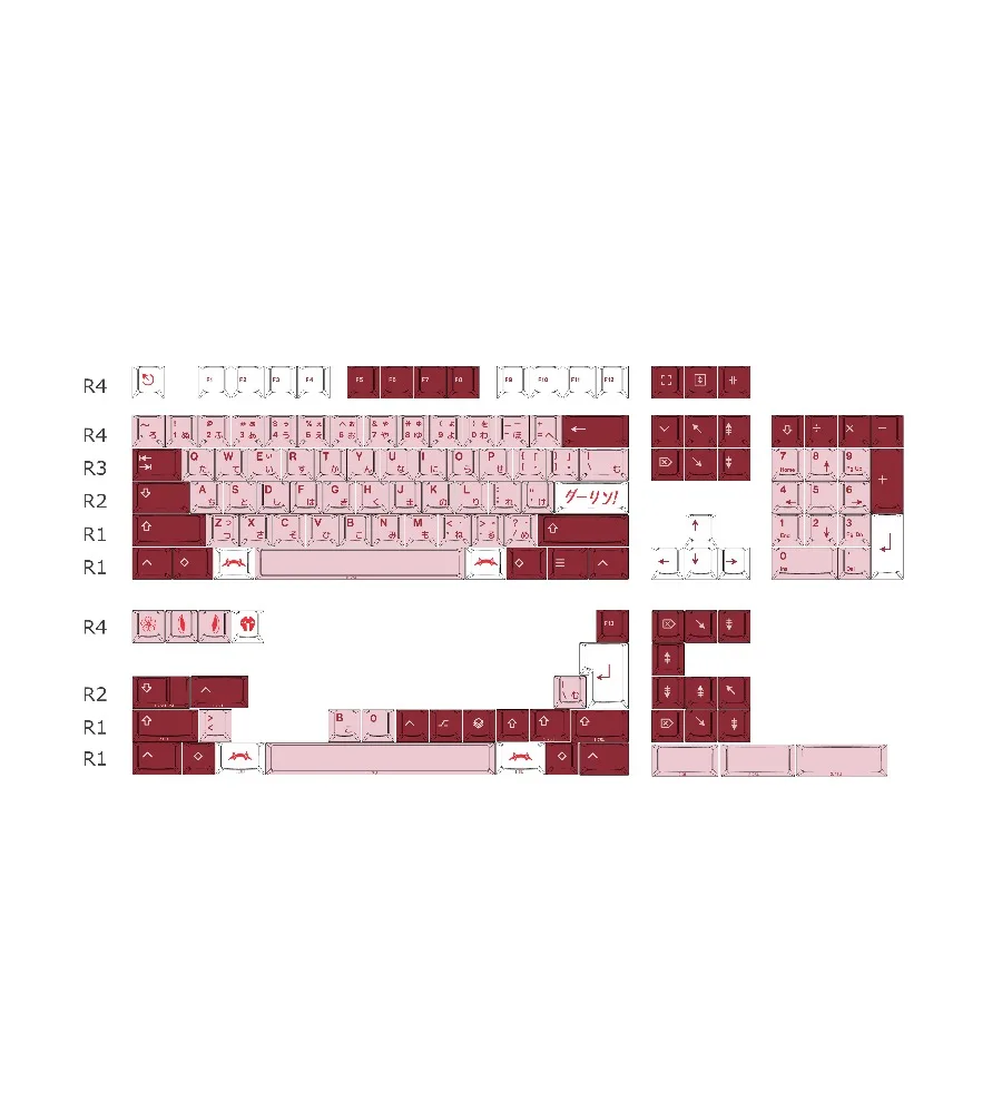 Keycap Personality Original height PBT sublimation Darling 143 keys Full set of keycaps