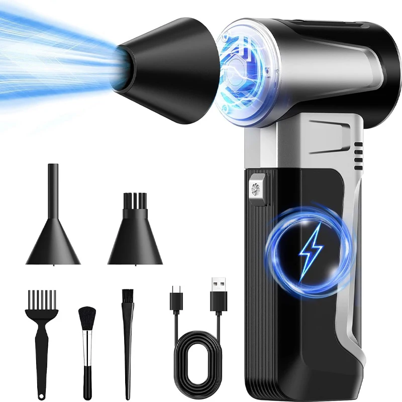 

130000rpm 3 Gear Adjustable Blowing Snow Portable Car Fan Type C Charging Turbo Jet Fan Air Duster Cleaning Blower Tool
