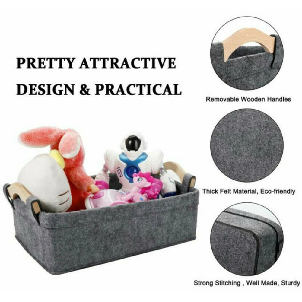 1pc Portable Felt Square Storage Basket Transport Basket Storage Box Felt Square Home Storage Baskets