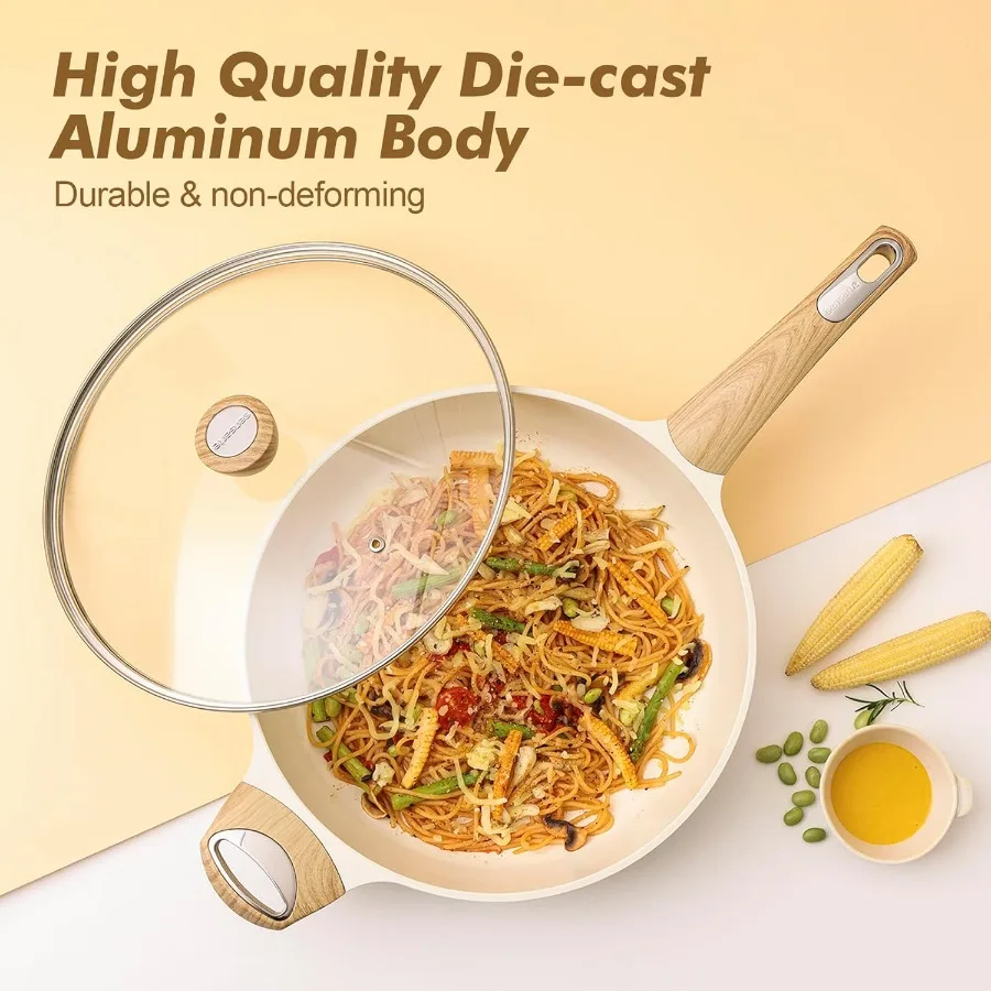 مجموعات تجهيزات المطابخ السيراميك الأواني والمقالي مجموعة غير لاصقة 20 قطعة تجهيزات المطابخ التعريفي غير سامة صحية غير عصا المطبخ الطبخ مجموعة مع