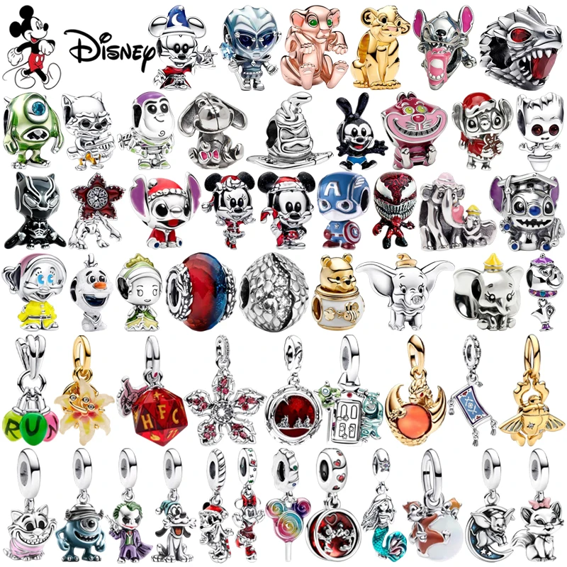 Nuevos Dijes de Disney para Hacer Joyas, Regalos de Alicia en el País de las Maravillas, Gato de Cheshire, Oswald el Conejo de la Suerte, Dumbo, Cuentas Compatibles con Pulseras Originales