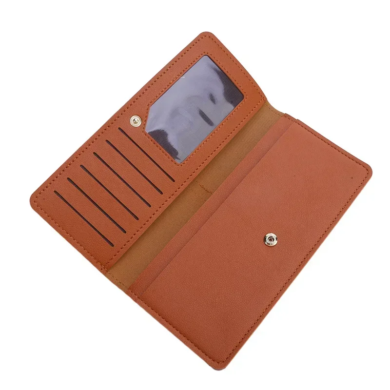 بو الجلود طويلة المرأة رقيقة محافظ سعة كبيرة الإناث محفظة للعملة غلق بمشبك مخلب معرف الائتمان حامل بطاقة متعددة حقيبة المال كليب