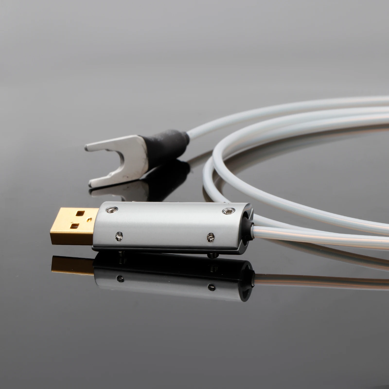 Cable de conexión a tierra de plata pura sólida Hifi, USB a pala Y, Cable de funda de teflón de plata pura para amplificador GND, decodificador, caja de sintonización de altavoz