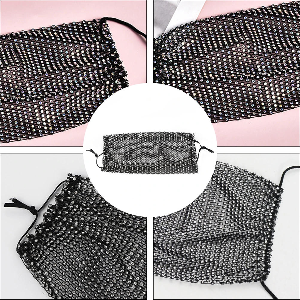 

1pc Water Drill Rhinestone Mask Fashion Creative Performance Face Mask For Women Exotic Outdoor Party Cosplay Prop Mouth