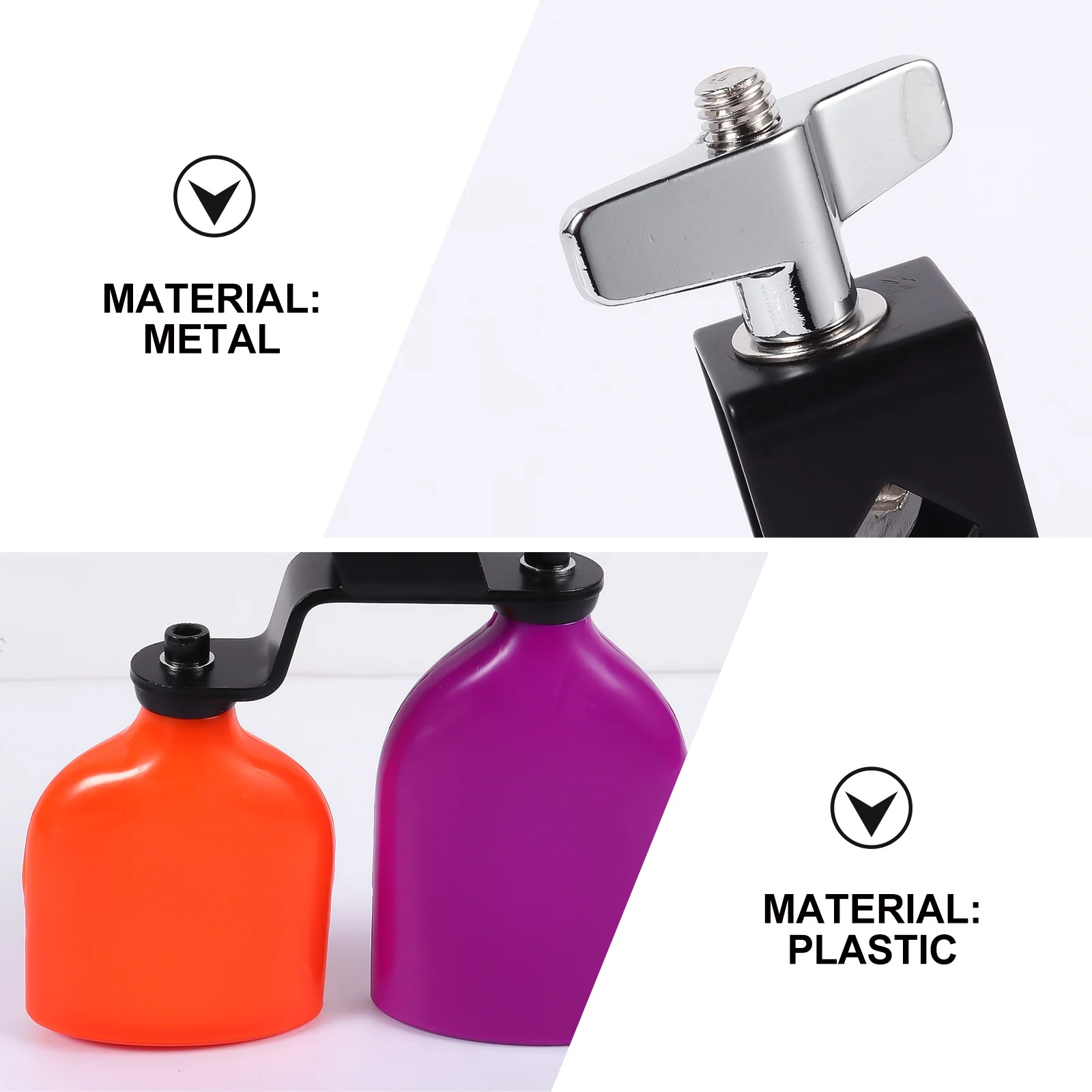 

Double Mounted Cowbell Bright Hard Plastic Metal Bracket Percussion Instrument Drum Kit Accessory Cow Bell Noisemaker