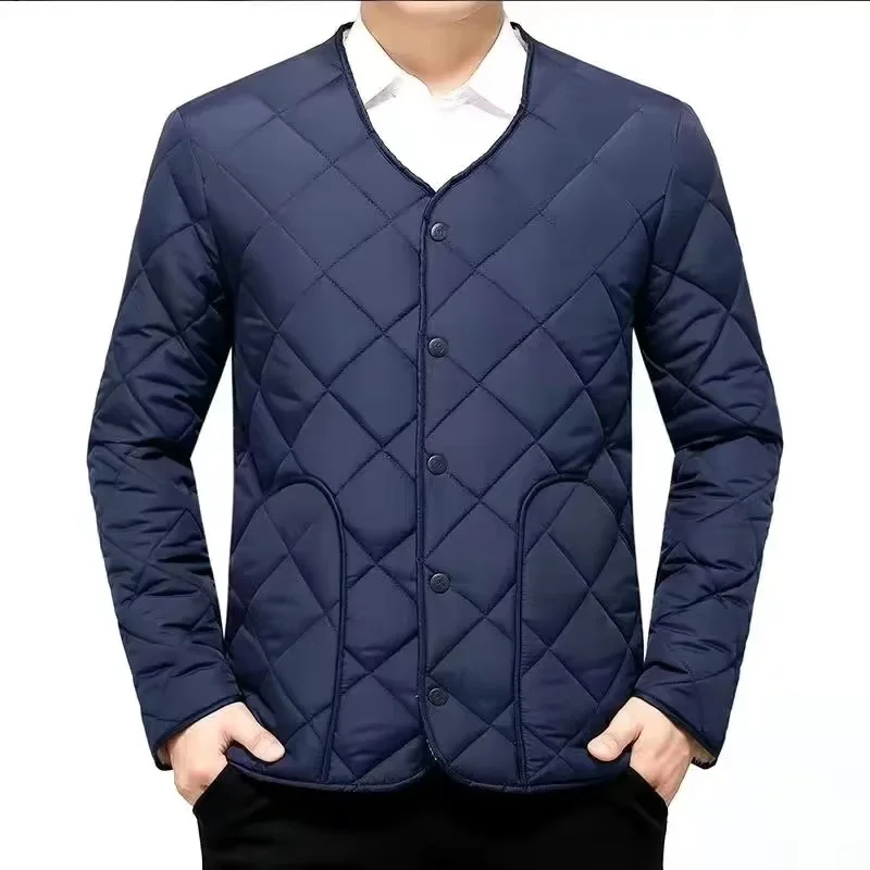 

Autumn and Winter Men's Cotton Coat Inner Liner Plus Velvet Thickened Cold Warm Snap Button Cotton Coat