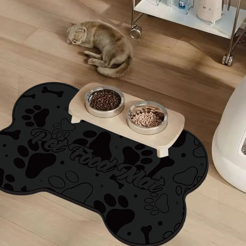 VIKAMA Diatomite Pet Feeding Mat, Non-Slip Waterproof Floor Mat, Anti-Dirty Dog Food Mat for Kitchen Home Decor