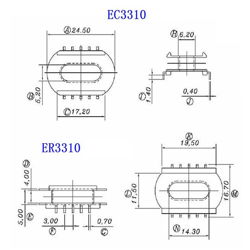 Transformador de led pow er3310 ec3310 eer3310 tipo 5 + 5 pinos 10p bobina + núcleo magnético pc44 10 jogos/lote frete grátis