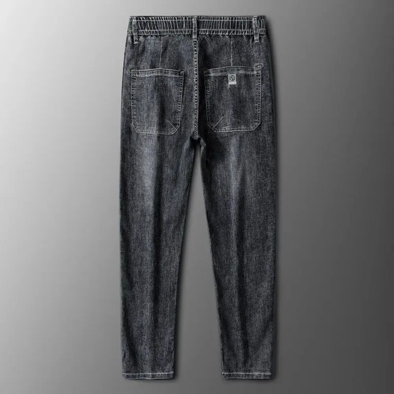 

Korean Popular Clothes New Jeans Luxury Men Soft Jeans Men's Slim-fit Drawstring Elastic High-end Casual Elastic Long Pants