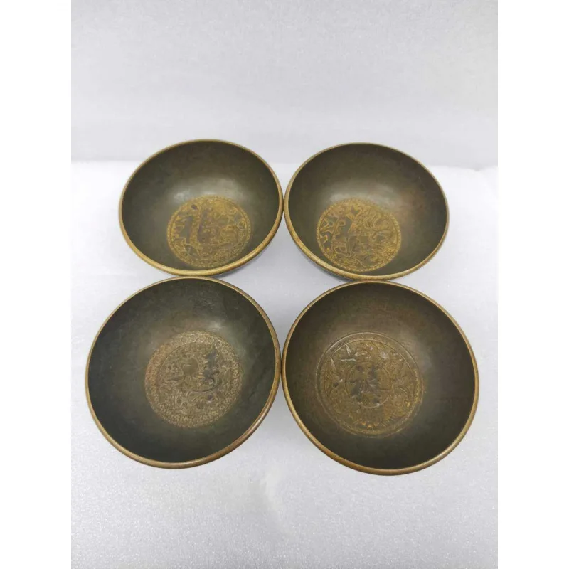 

Antique Miscellaneous Antique Copper Bowl Fu Lu Shou Xi Bowl Set Retro Home Decor Craft Display Copper Bowl