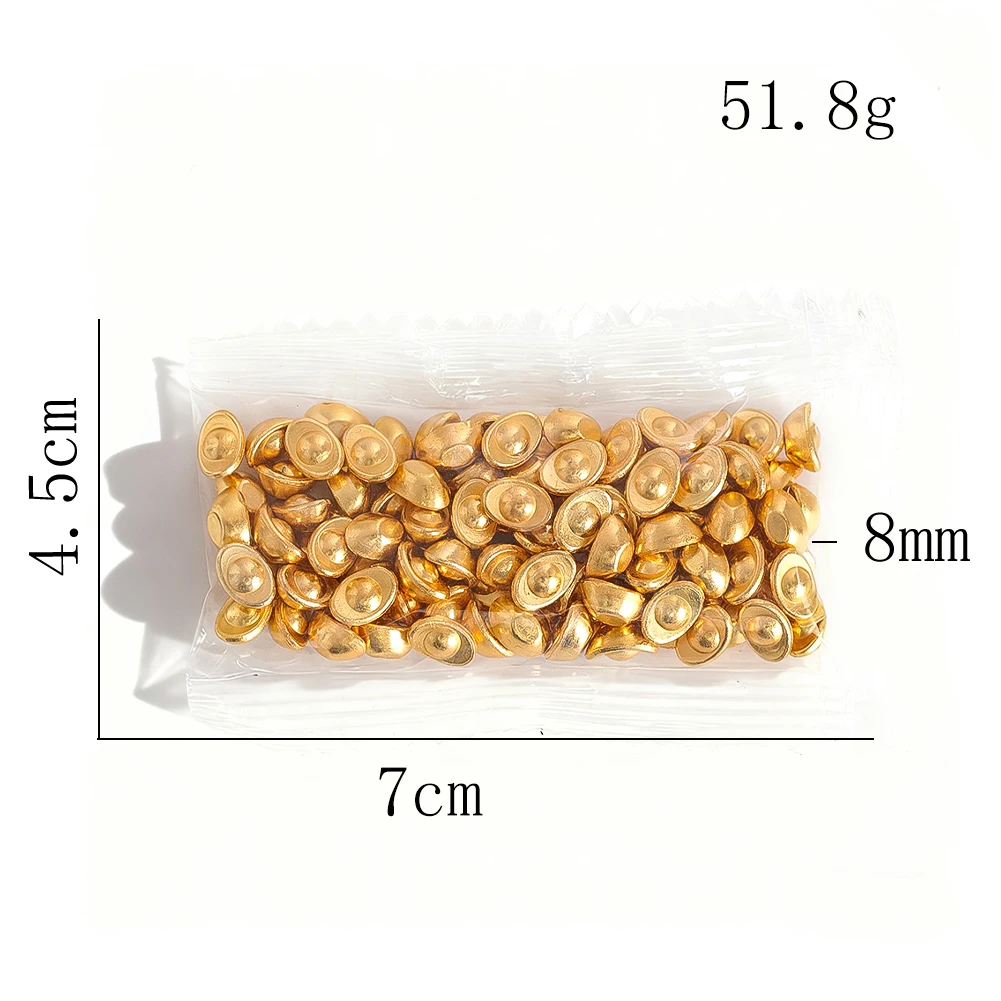 10pcs Mini Gold Ingot Beads Chinese Yuan Bao Alloy Beads For DIY Jewelry Making Bracelet Necklace Feng Shui New Year Decor Gift