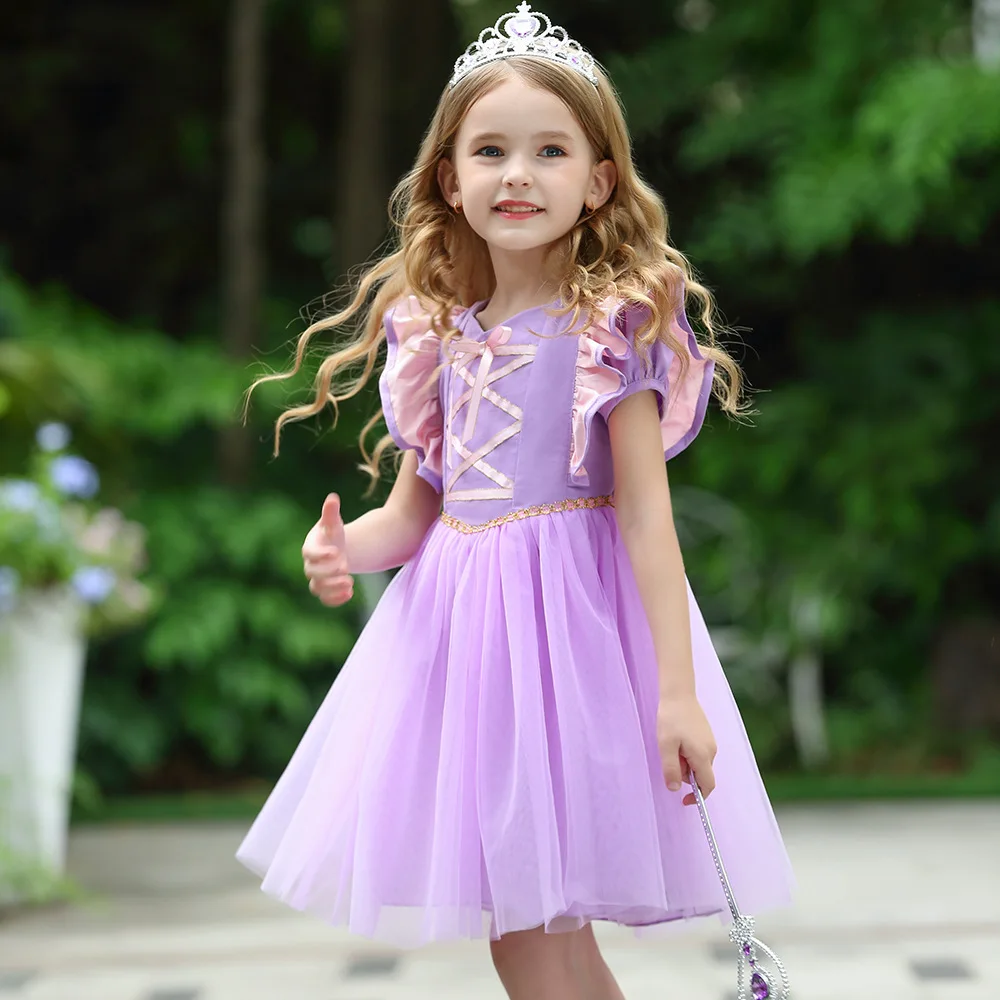 Girls Princess Cosplay Snow White Rapunzel Dress Kids Costume Fancy Clothes Birthday Carnival Party Ball Gown 2-10Y