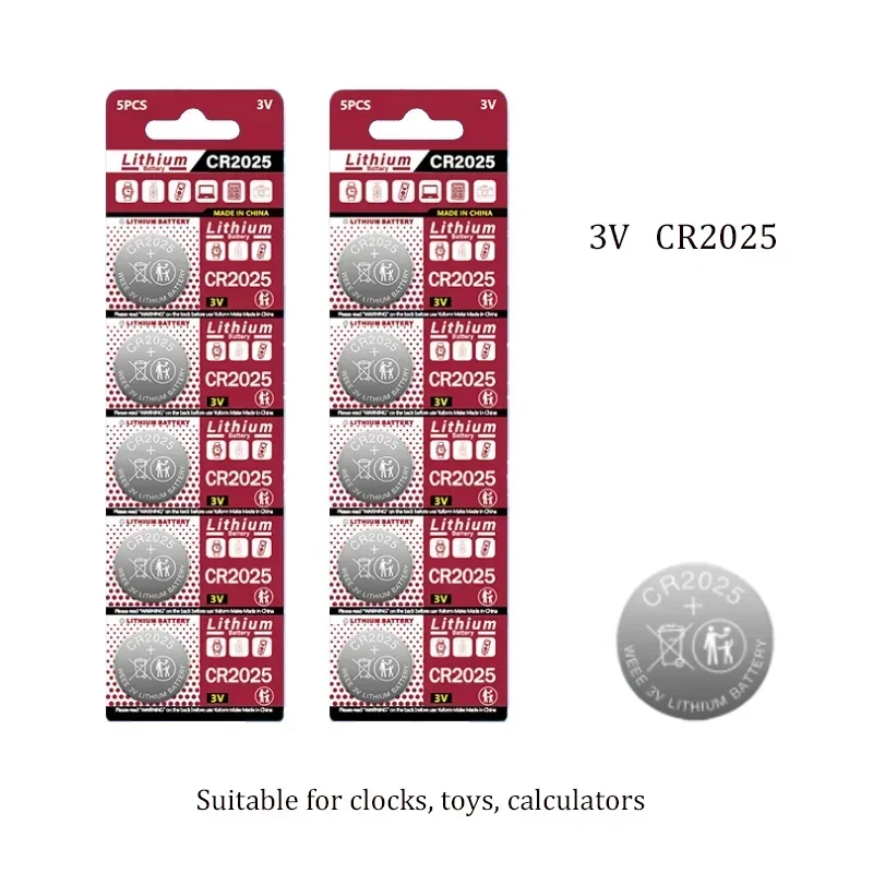 10-300 PCS 3V CR2025 button battery suitable for watch toy remote control calculator car remote control cr2025 button battery