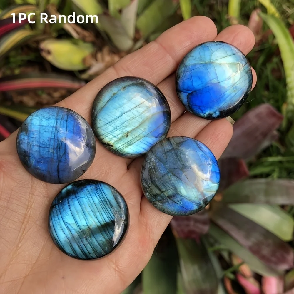 1pc Labradorite DIY Circular accessories - Iridescent Shimmering Gemstone with Color Play