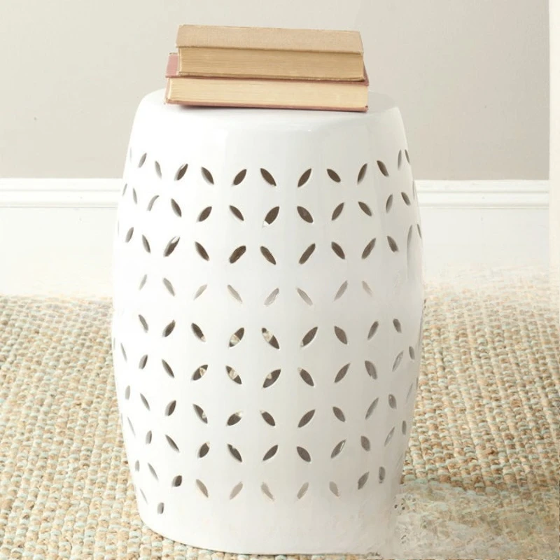Ceramic drum stool foyer shoe changing stool, home decoration ornament neoclassical shoe stool round pier crafts