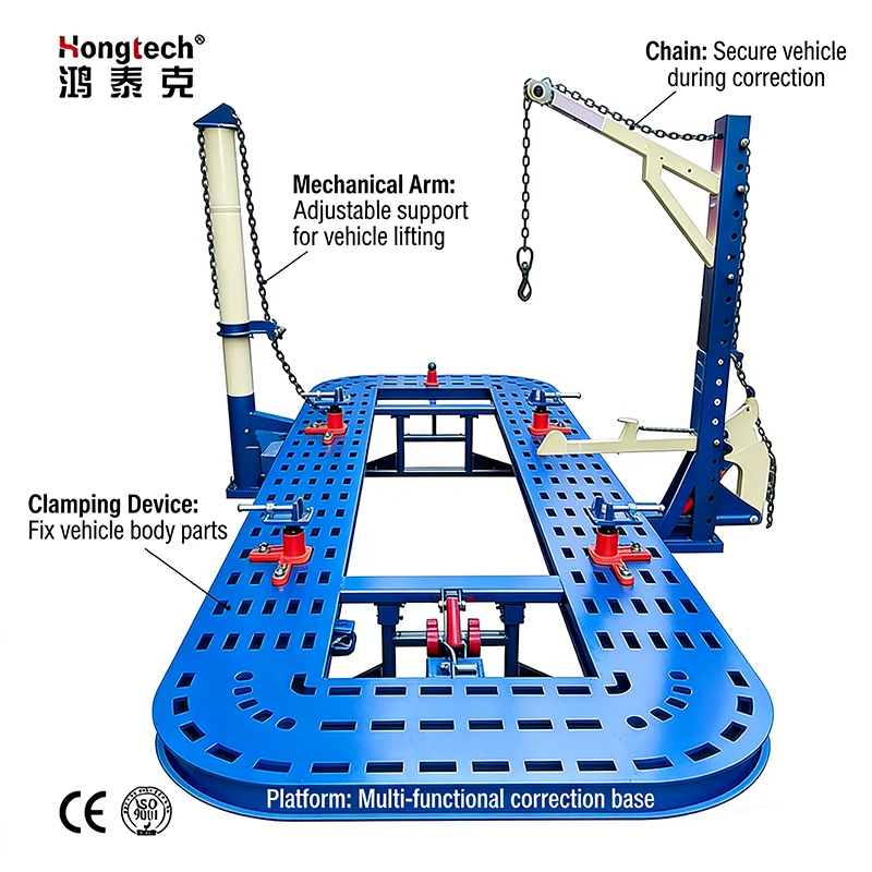 Hongtech HOT-M5 Auto Body Frame Straightening Bench-Manganese Steel Construction 5.6m Worktable Length Heavy-Duty Maintenance