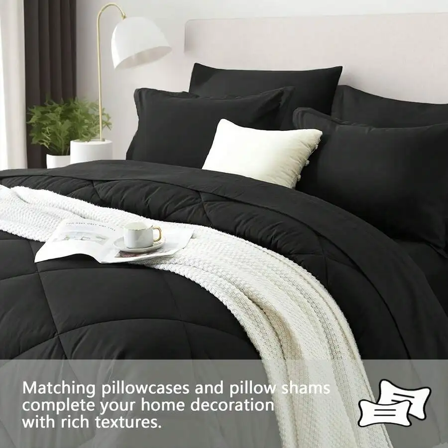 5/7 Piece Solid Color Bed Comforter Set Queen, Creative Geometric Design, Soft And Comfortable Summer Bedding Set.Bed In A Bag F