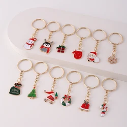 12Pcs/Set Multi-style Christmas Gifts Key Ring Alloy Christmas Ornament keychain for Christmas Party Gift Back To School Gift