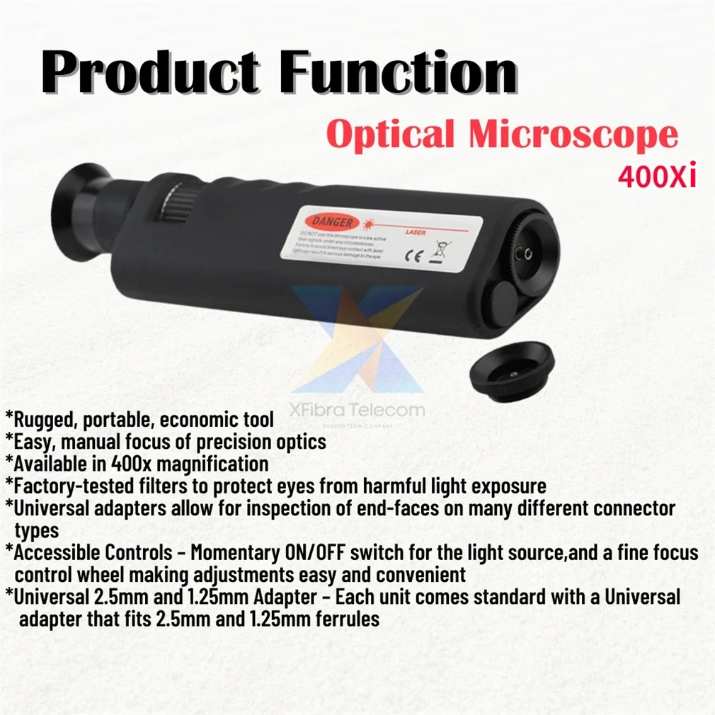 Fiber Optic Cleaning Kit, Cleaning Cassette for FC, SC, ST, LC, MU Connectors, Fiber Cleaning Tool Microscope, 400 Times