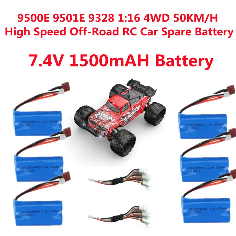 9500E 9501E 9328 1:16 4WD 50 KM/H alta velocidad todoterreno impermeable Control remoto coche RC camión batería de repuesto 7,4 V 1500mAH batería