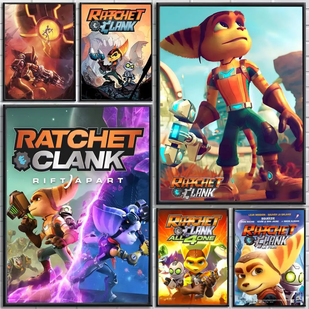 Ratchet & Clank Poster Self-Adhesive HD Mural Wall Decals, Living Room Bedroom Home Decor Gift