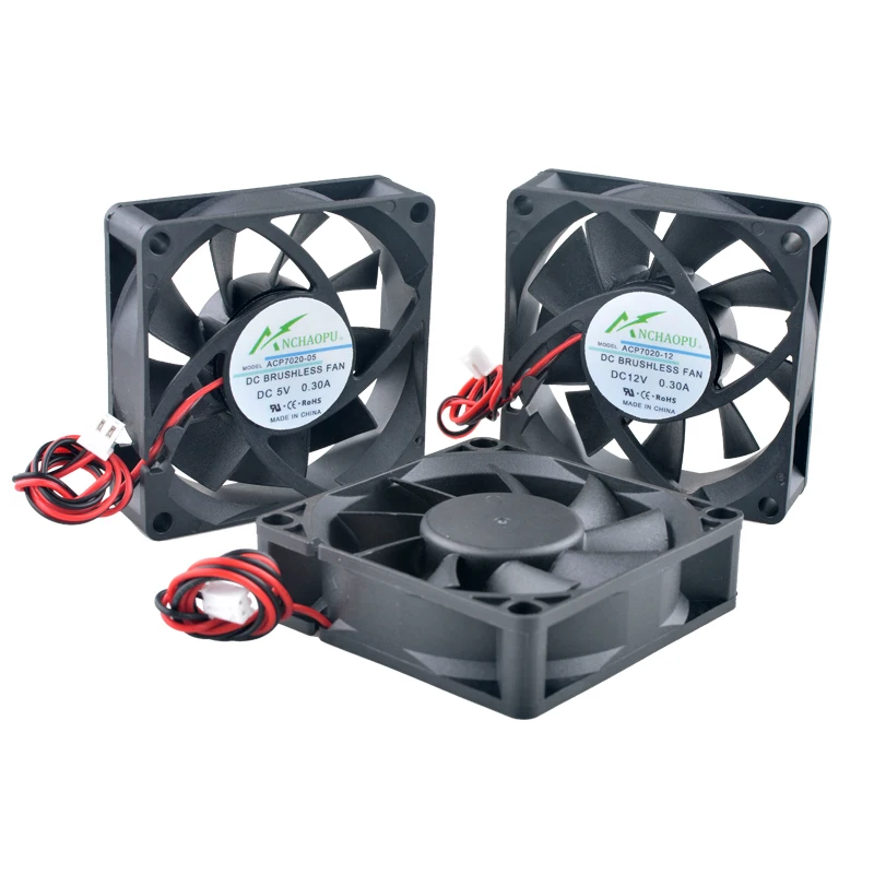 

ACP7020 Осевой охлаждающий вентилятор 70 мм 70x70x20 мм | Многонапряжение постоянного тока 5 В/12 В/24 В | 2-контактный разъем для зарядных устройств, источников питания, преобразователей частоты