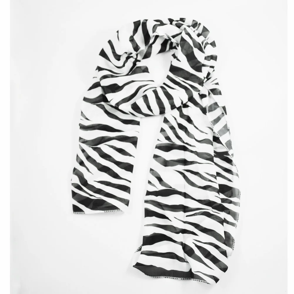 SODIAL(R) Black White Chiffon Strips Striped Women Shawl Scarves Wrap Pashmina Gift